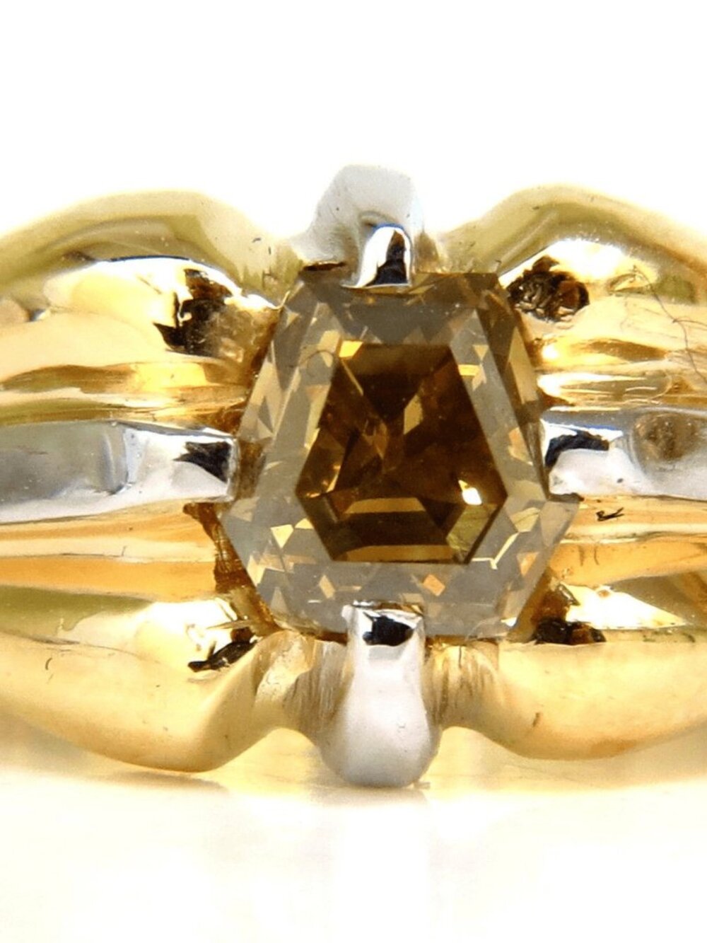 GIA CERTIFIED NATURAL FANCY GREEN YELLOW BROWN 1.00CT DIAMOND RING 18KT*